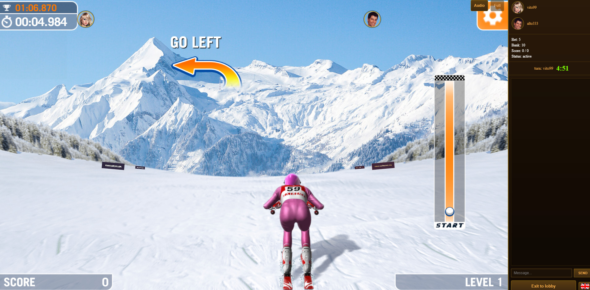 multiplayer alpine skiing betting game