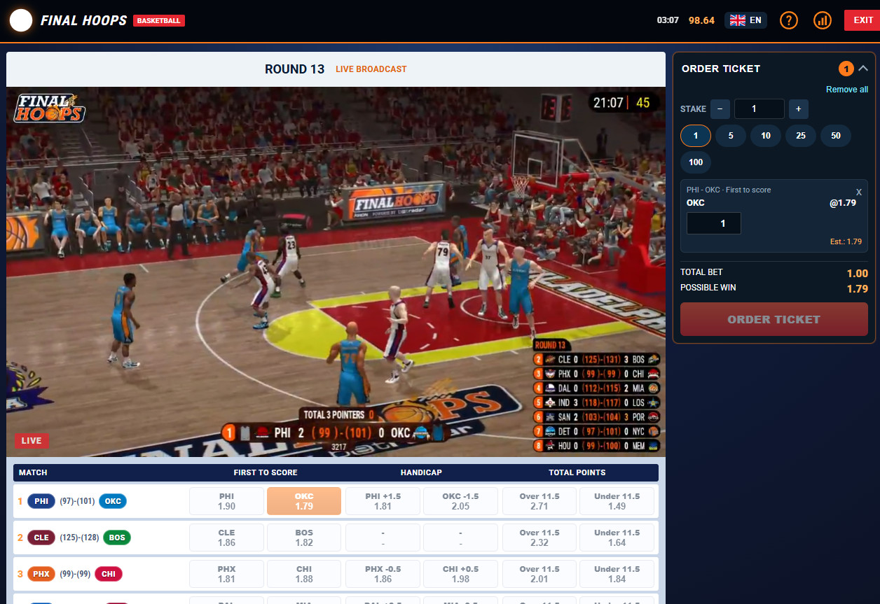 Virtual basketball betting for real money